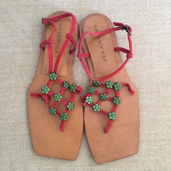 Naked Feet Square toe Beaded sandals size 8 M - Picture 1 of 8
